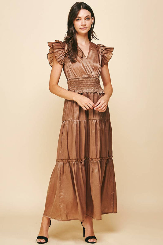 Satin Tiered Maxi Dress