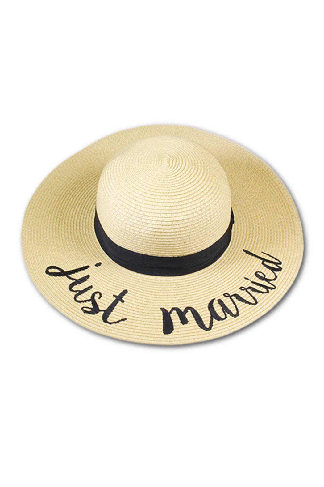 Just Married Stay-Put Straw Hat: Beige