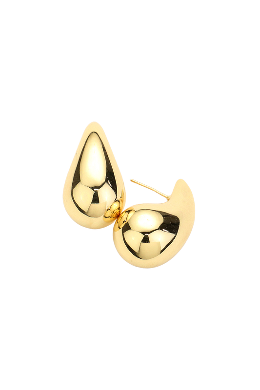 Large Modern Drop Earrings - Gold