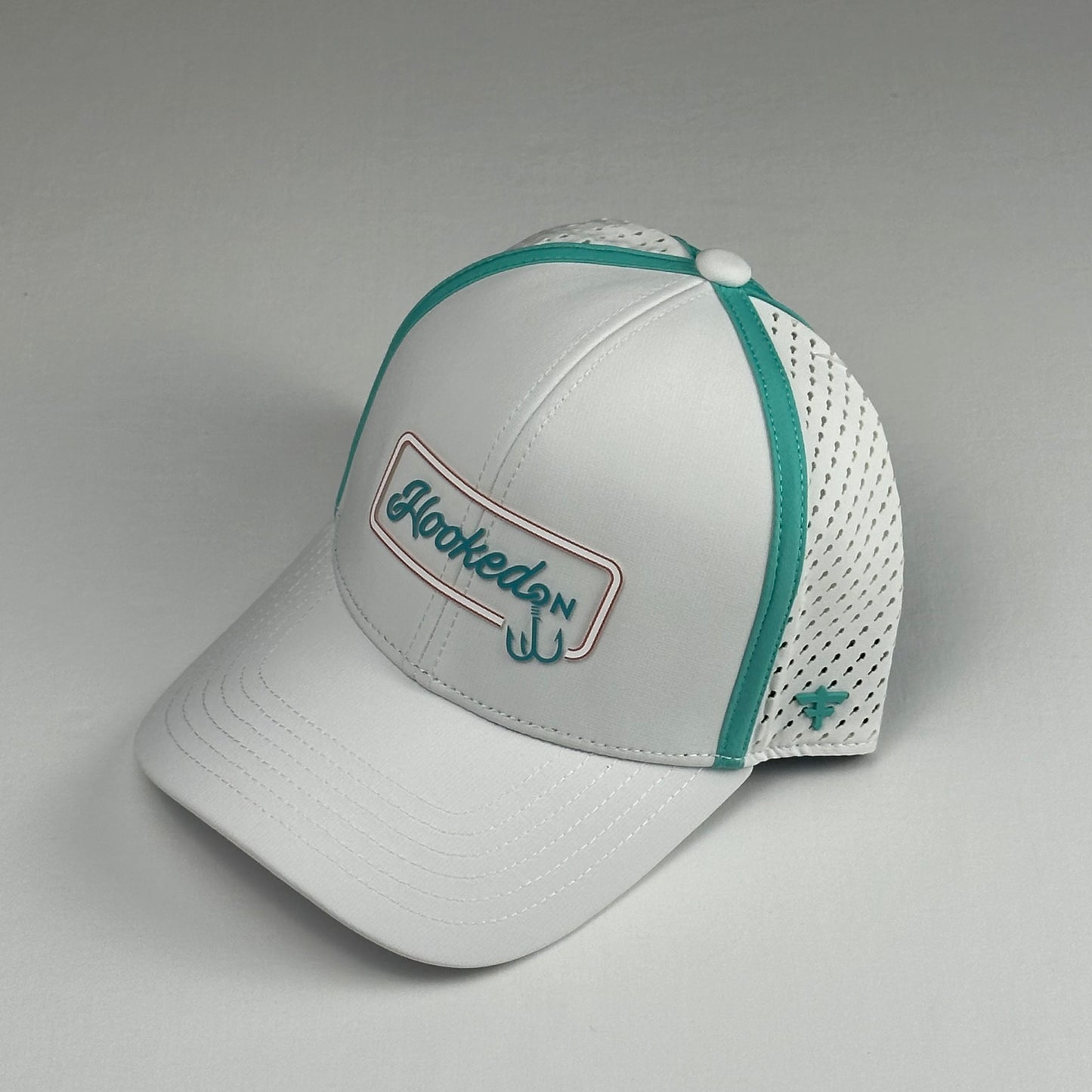 Hooked On x Fury Ace Cap White/Teal with Red