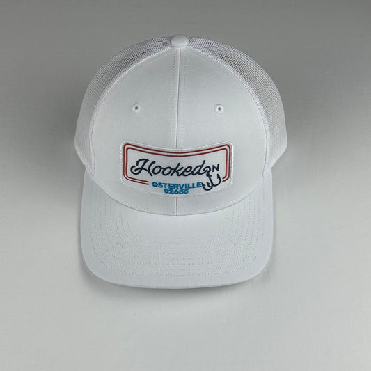 Hooked On Trucker Cap White with Red/Navy/Teal