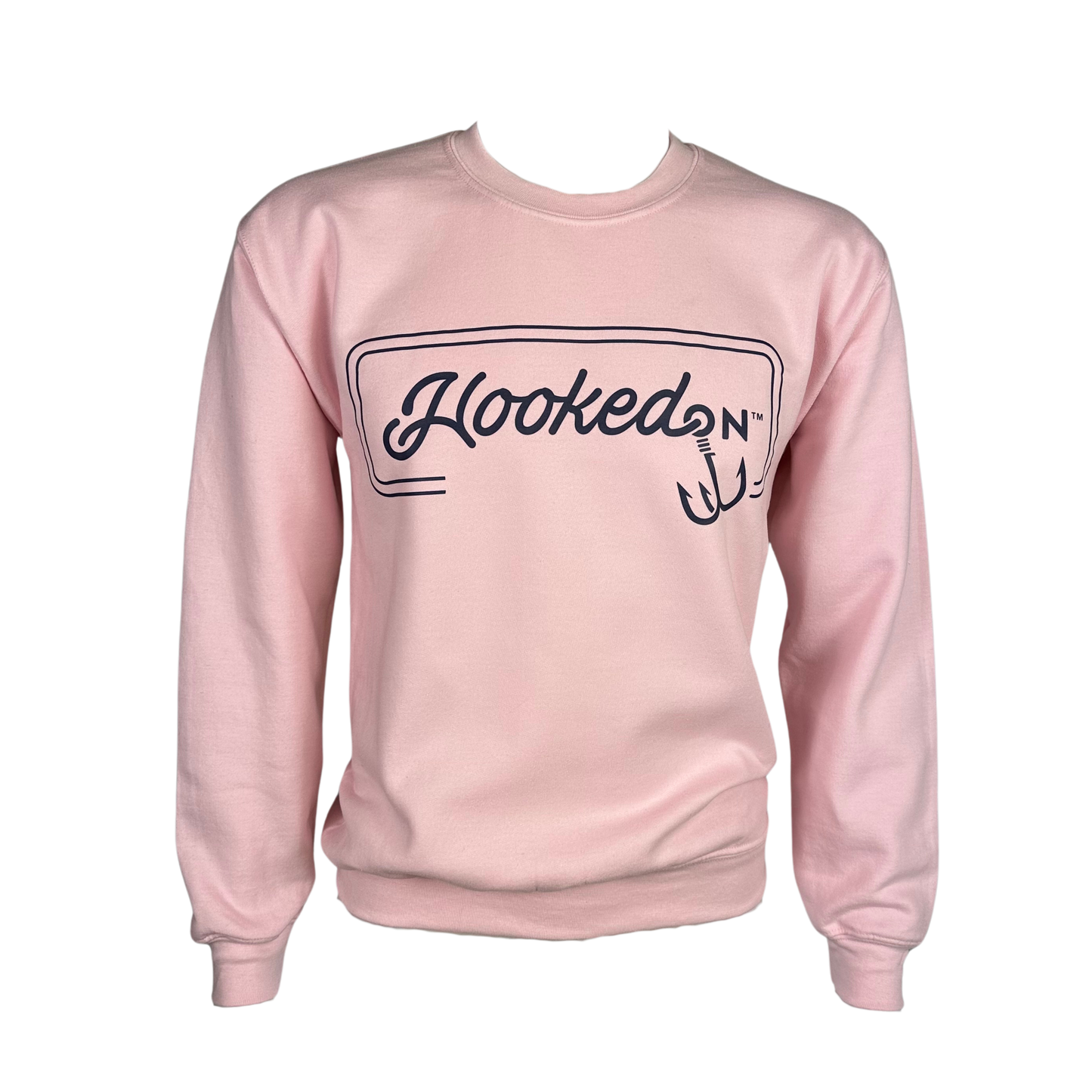 Hooked On Customizable Crewneck Pink with Navy