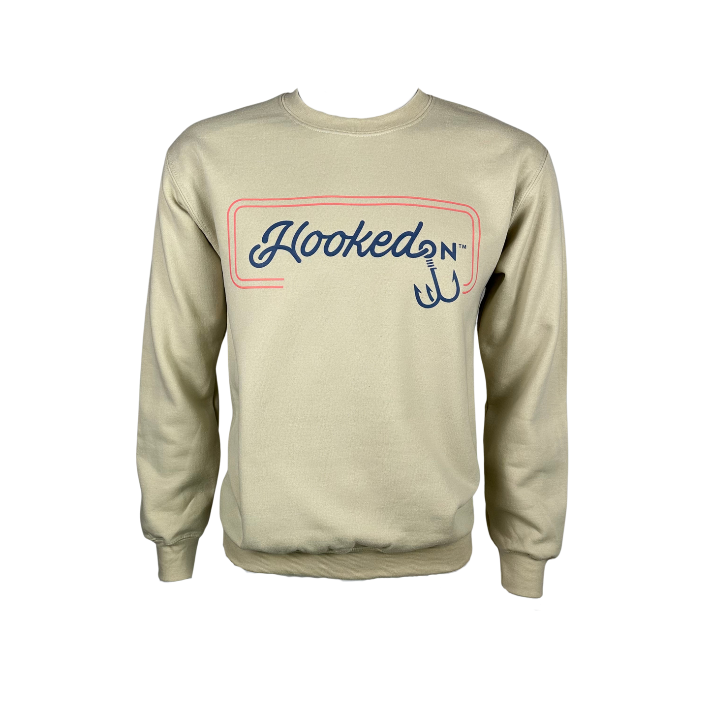 Hooked On Customizable Crewneck Sand with Red/Navy