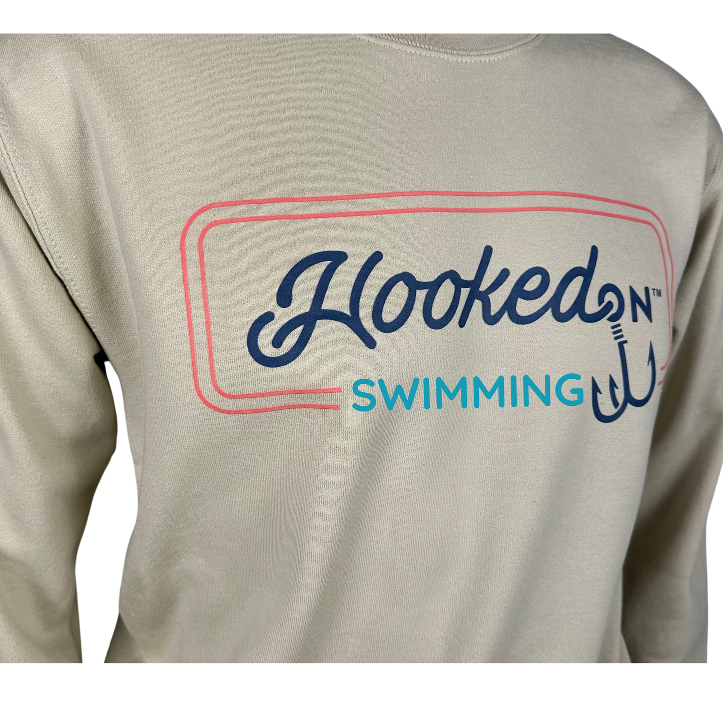 Hooked On Customizable Crewneck Sand with Red/Navy