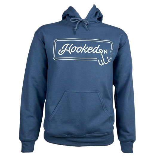 Hooked On Hoodie Slate Blue with White