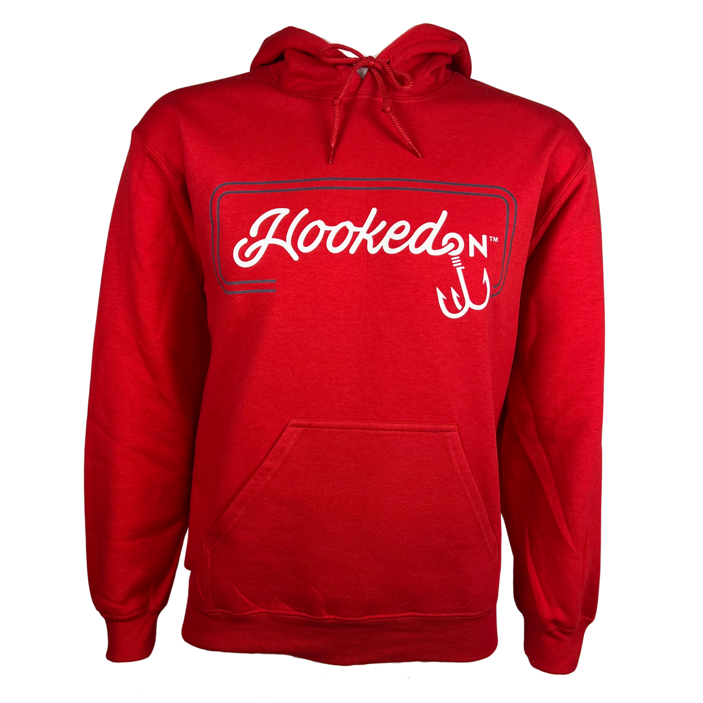 Hooked On Customizable Hoodie Red with Navy/White